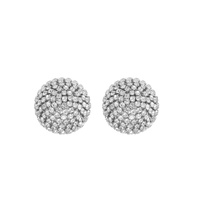 RHINESTONE PAVE SPHERE DISCO BALL STUD EARRINGS