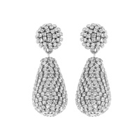 2-TIER TEARDROP RHINESTONE PAVE DROP EARRINGS