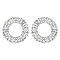 DRESSY OCCASION BRIDAL CIRCULAR 3 ROW RHINESTONE HOOP DROP EARRINGS