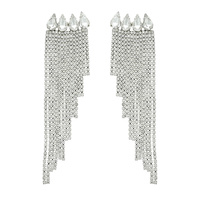 FASHION RHINESTONE TASSEL DROP EARRINGS WITH TEARDROP CRYSTAL GEMSTONES