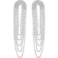 CRYSTAL RHINESTONE CHAIN LOOP LONG DROP EARRINGS