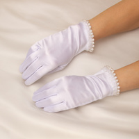 BRIDAL PEARL TRIM SATIN GLOVES