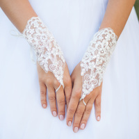 LACE UP FINGERLESS BRIDAL GLOVES W/ SEQUINS