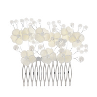 2 LAYER CRYSTAL AND PEARL  FLORAL SIDE COMB