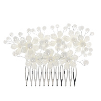 2 LAYER CRYSTAL AND PEARL  FLORAL SIDE COMB