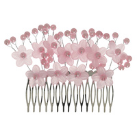 PASTEL COLORED 1-PIECE LARGE DOUBLE LAYER CRYSTAL AND PEARL FLORAL SIDE COMB