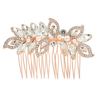 FLORAL/VINE-CRYSTAL AND SIMULATED PEARL  BRIDAL HAIR COMB