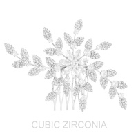 CZ EMBELLISHED BRIDAL FLORAL UPDO HAIR COMB PIN