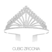 CRYSTAL CUBIC ZIRCONIA CROWN WITH COMB TIARA