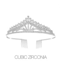 CRYSTAL CUBIC ZIRCONIA CROWN WITH COMB TIARA