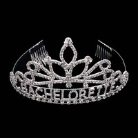 Rhinestone Bachelorette Tiara Crowm With Side Combs Hty4094Scl