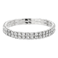 SILVER SOPHISTICATED 2 LINE STRETCH BRACELET WITH RHINESTONES
