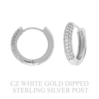 GOLD PLATED CZ PAVE HOOP EARRINGS