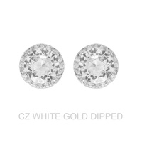 GOLD DIPPED CZ HALO STUD EARRINGS