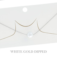 15" GOLD DIPPED ADJUSTABLE SLIDING FLOATING SYNTHETIC PEARL PENDANT NECKLACE