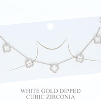 15.5 INCH GOLD PLATED CZ QUATREFOIL LINK NECKLACE