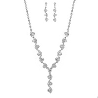 CRYSTAL Y-SHAPE TENNIS NECKLACE EARRING SET