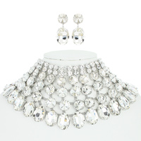 CRYSTAL BIB NECKLACE EARRING SET