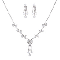 CRYSTAL RHINESTONE MARQUISE TEARDROP NECKLACE AND EARRINGS SET