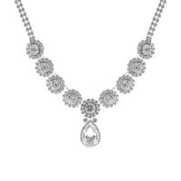 CRYSTAL RHINESTONE FLOWER TEARDROP NECKLACE