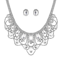 CRYSTAL RHINESTONE STATEMENT BIB NECKLACE AND EARRINGS SET