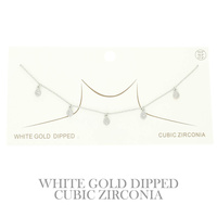 GOLD PLATED TEARDROP CZ STATION NECKLACE