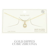 GOLD PLATED CZ TEARDROP PENDANT NECKLACE