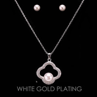 CLOUD CUBIC ZIRCONIA WHITE GOLD PLATING NECKLACE
