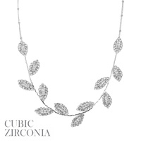 CZ PAVE LEAF CHAIN NECKLACE