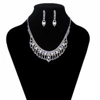 Rhinestone Collar With Pearls Necklace And Earrings Set Nem1618Swh