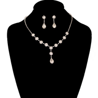 Rhinestone Necklace And Earrings Set