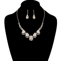 Rhinestone Necklace And Earrings Set Nem1645Scl