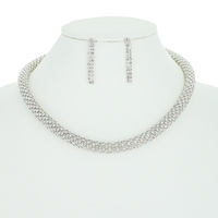 CRYSTAL RHINESTONE NECKLACE AND EARRINGS SET