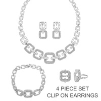 RHINESTONE PAVE CHAIN LINK 4 PIECE SET