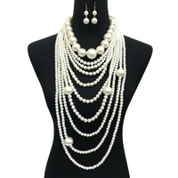 MULTI LAYER DRAPEY PEARL NECKLACE SET
