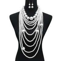 MULTI LAYER DRAPEY PEARL NECKLACE SET