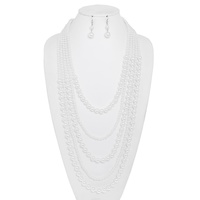 5 LINE PEARL MULTI STRAND NECKLACE EARRING SET