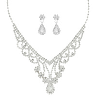 RHINESTONE PAVE TEARDROP NECKLACE SET