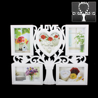 PHOTO FRAME WITH "LOVE" ON TOP 5-4X6, WHITE