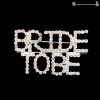 Wedding Novelty Rhinestone Text "BRIDE TO BE" Brooch Pin