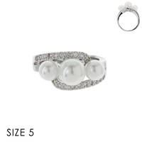 CZ RING W/ 3 PEARL CENTER
