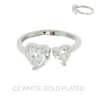 GOLD PLATED CZ SPIRAL PEARL HALO ADJUSTABLE RING