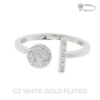 VERTICAL BAR AND SPHERE GOLD PLATED CZ CUFF RING