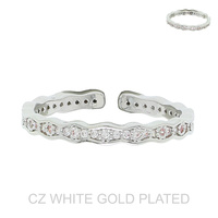 GOLD PLATED PINK CZ WAVY OPEN CUFF RING