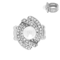 VINTAGE CRYSTAL & PEARL STATEMENT STRETCH RING