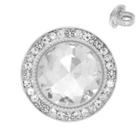 CRYSTAL RHINESTONE PAVE PEARL HALO STRETCH RING