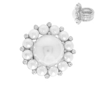 VINTAGE CRYSTAL & PEARL STATEMENT STRETCH RING
