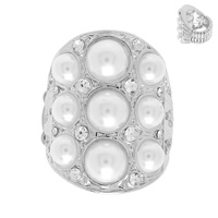 GEMSTONE & PEARL SHORT KNUCKLE STRETCH RING
