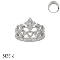 CZ Stone Encrusted Crown Sized Ring 

Color: SILVER / CLEAR

Height: .6"
Size 6