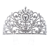 LARGE CRYSTAL RHINESTONE HAIR CROWN TIARA